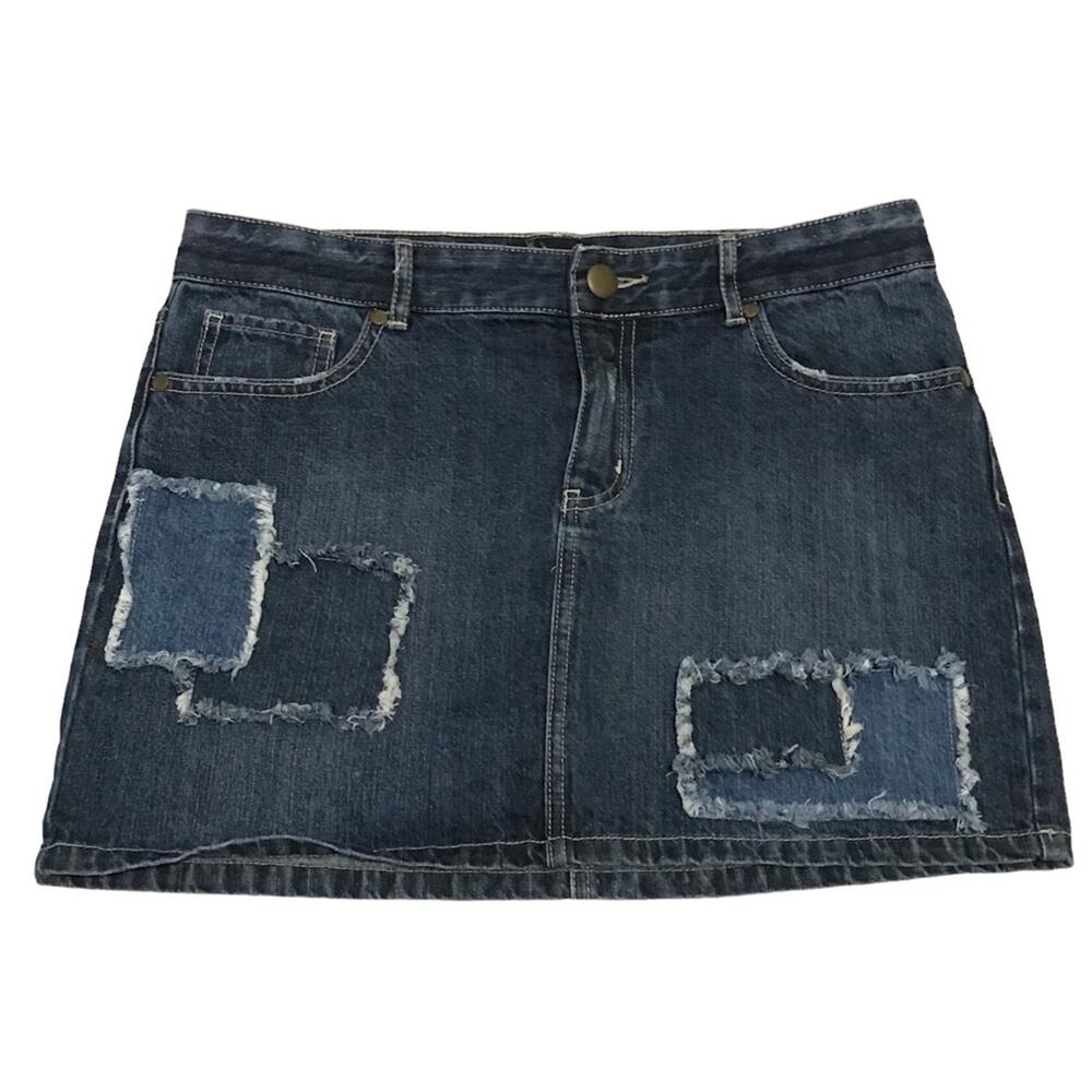 Joe Boxer Deconstructed Distressed Jean Denim Skirt Size 5